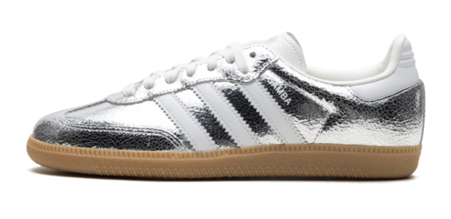 Women's adidas Samba OG Silver Metallic Cracked Leather JR0035