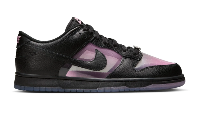 Nike Dunk Low Retro Premium Sneakers, Transparent, Pink Rise/Black