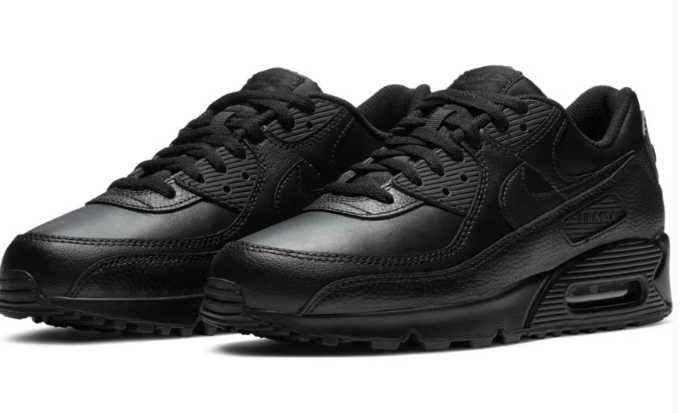 Nike Air Max 90 LTR Men's Leather Sneakers, Triple Black