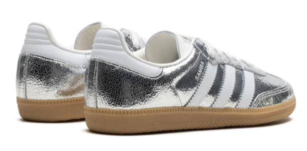 Women's adidas Samba OG Silver Metallic Cracked Leather JR0035
