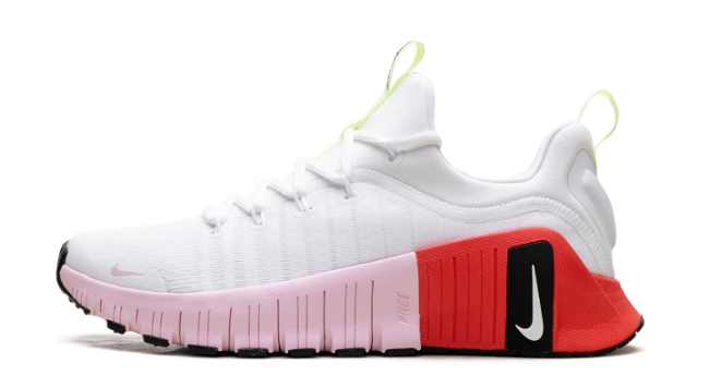 Nike Free Metcon 6 Women's Training Shoes, White/Barely Volt/Bright Crimson/Pink Foam, IB4526-100