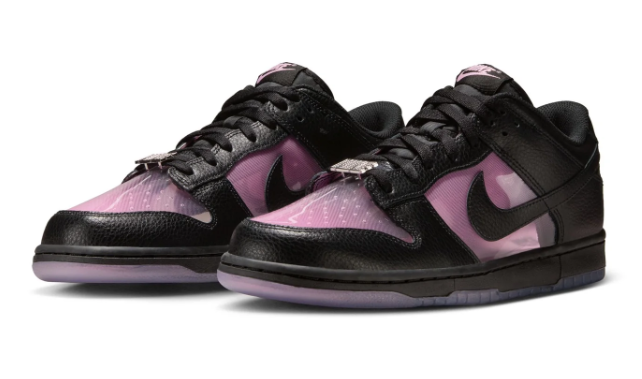 Nike Dunk Low Retro Premium Sneakers, Transparent, Pink Rise/Black